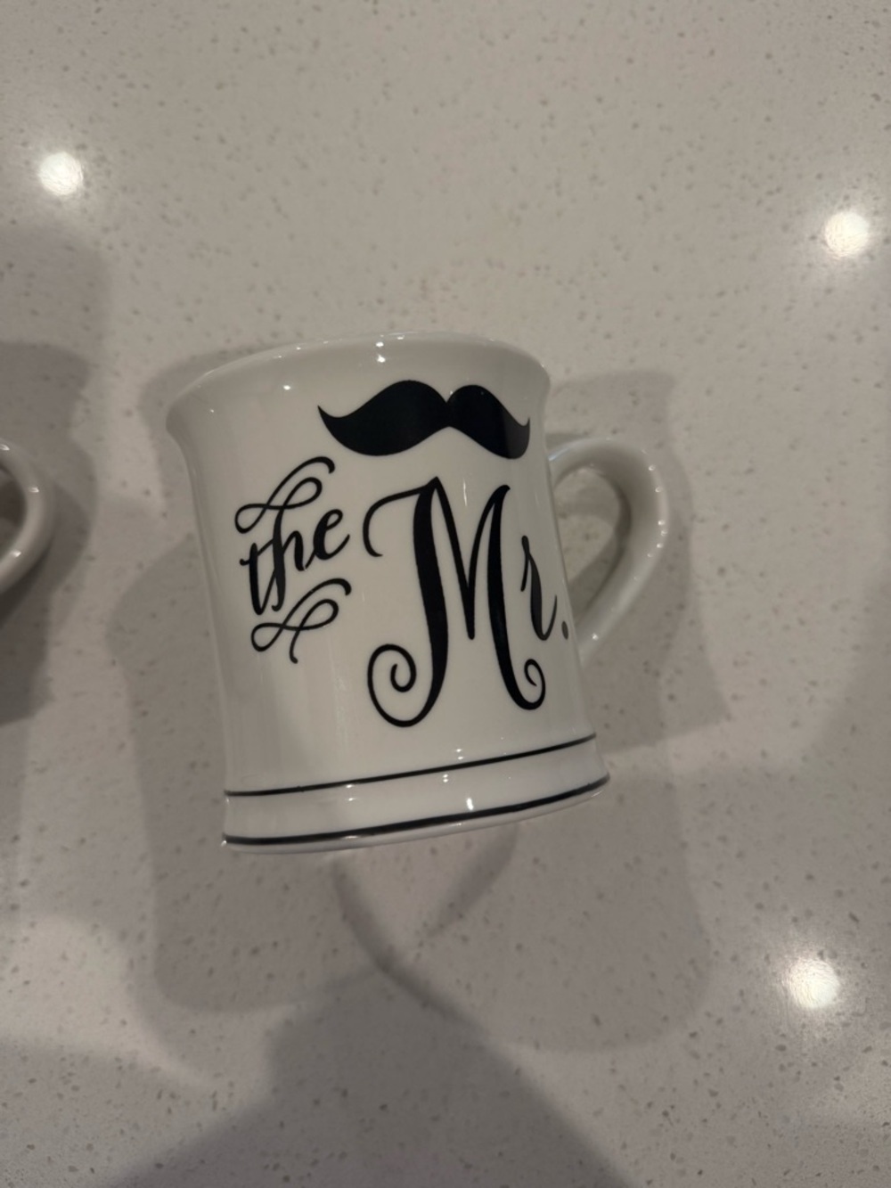 Mr. & Mrs. Ceramic Coffee Mugs Set - White with Black and Red Accents - Picture 2 of 5